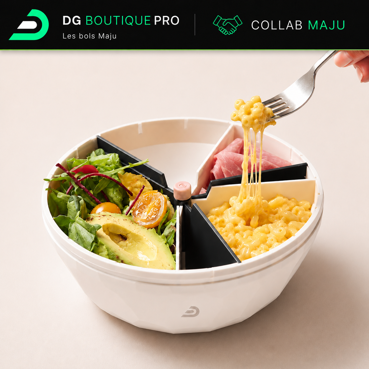 Bol maju compartimenté DG Boutique Pro avec repas équilibré